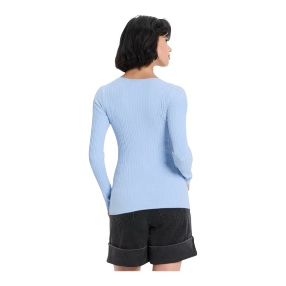 NWT Future Collective Women’s Ripped Cardigan -Sky Blue (L) - Picture 2 of 5